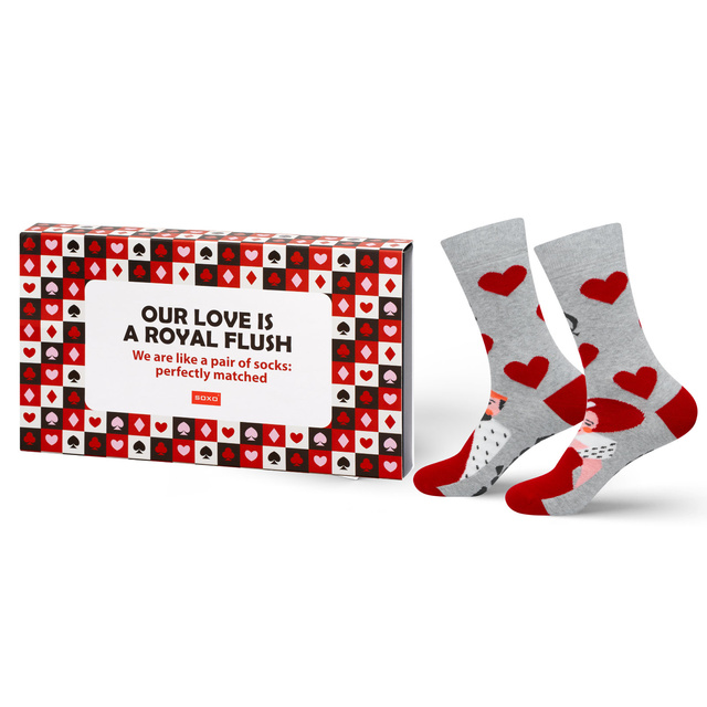 Socken mit König-und-Königin-Motiv