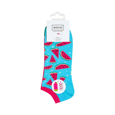 SOXO bunte Damen kurze Socken | rosa und blau