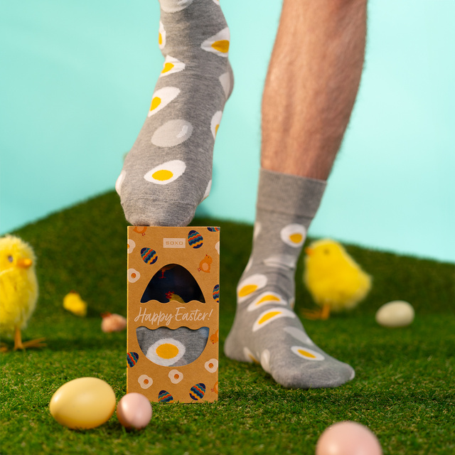 Socken mit Ei und Huhn-Motiv 2er-Pack