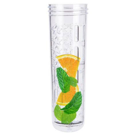  Wasserflasche mit Fruchteinsatz, grau-schwarz | BPA free | Tritan | MOMOWAY