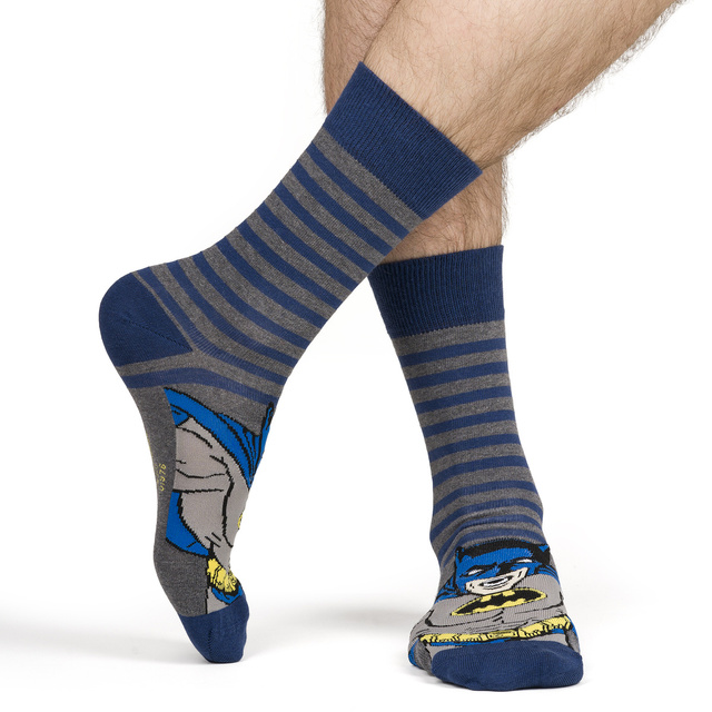 Set mit 3x lustigen Herrensocken Batman + Superman DC COMICS | SOXO
