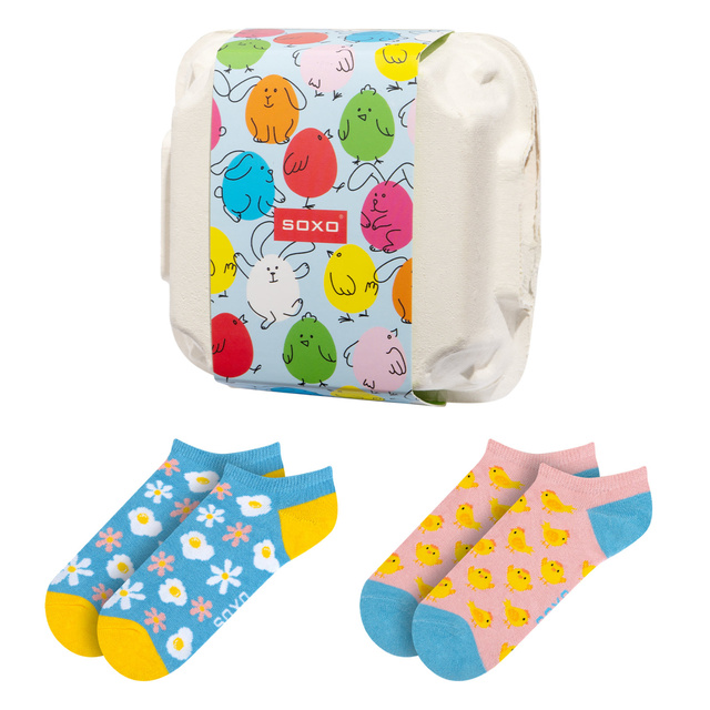 2 Paar von lustigen Socken mit Eggsmotiv in einzigartiger Verpackung | Damensocken | SOXO