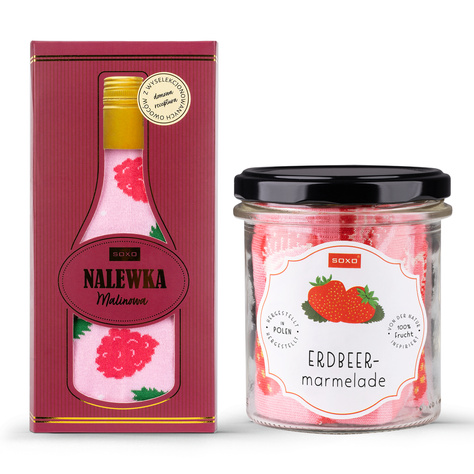 Set mit 2x Damensocken | Wassermelone + Erdbeermarmelade in einzigartiger Verpackung | SOXO