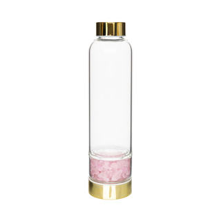 Glasflasche mit Rosenquarz 450 ml