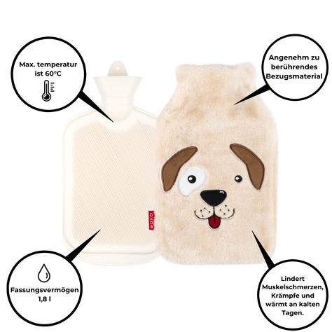  Wärmflasche SOXO Hund, Mops 1,8 L