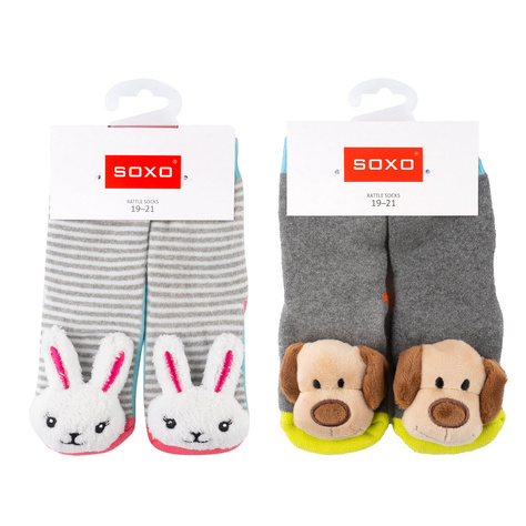 Set mit 2x Bunte Babysocken mit Rassel | SOXO