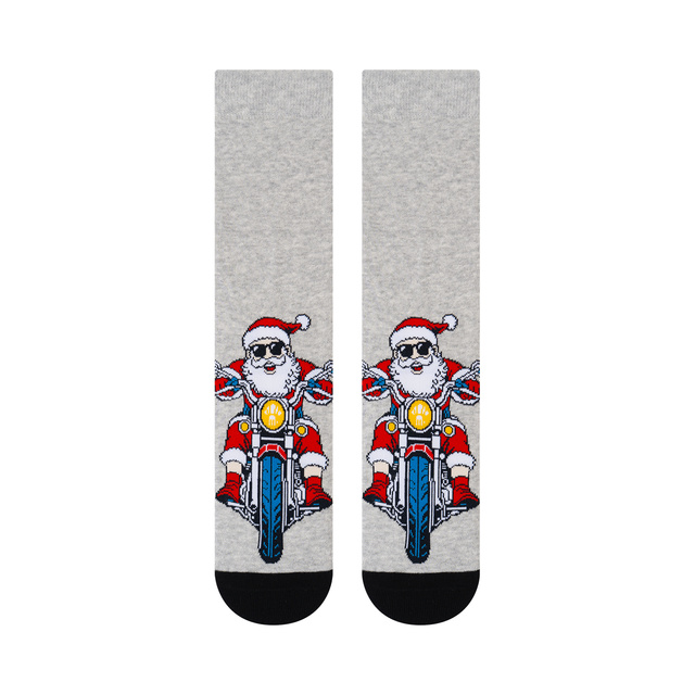 Socken mit Frecher Weihnachtsmann Motorradfahrer 3er-Pack