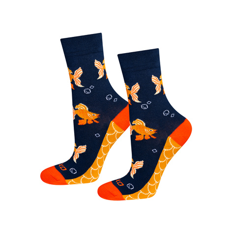 1 Paar von lustigen Socken mit Goldfischmotiv in einzigartiger Verpackung | Damennsocken | SOXO