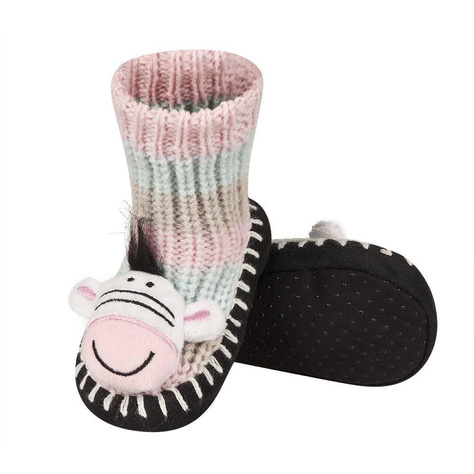 Bunte Babyhauschuhe SOXO mit Zebra