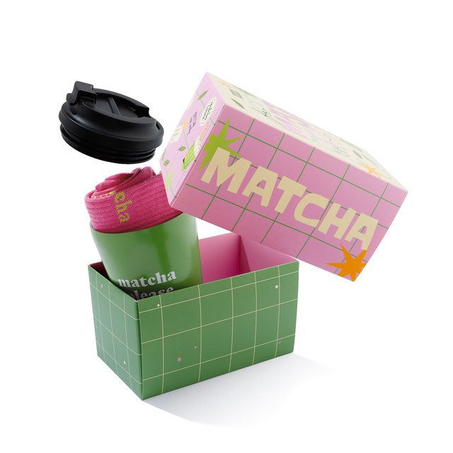 Geschenkset Socken Matcha + Thermobecher