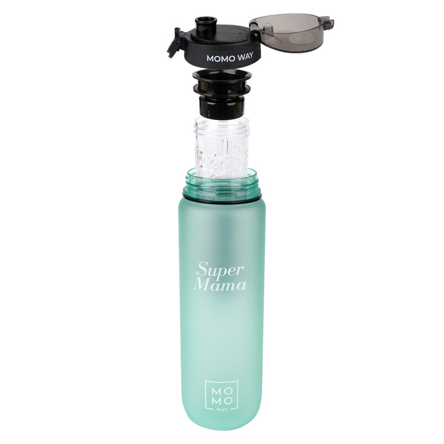 Wasserflasche mit Fruchteinsatz, hellgrün, für Kinder und Erwachsene | BPA free | Tritan | MOMOWAY