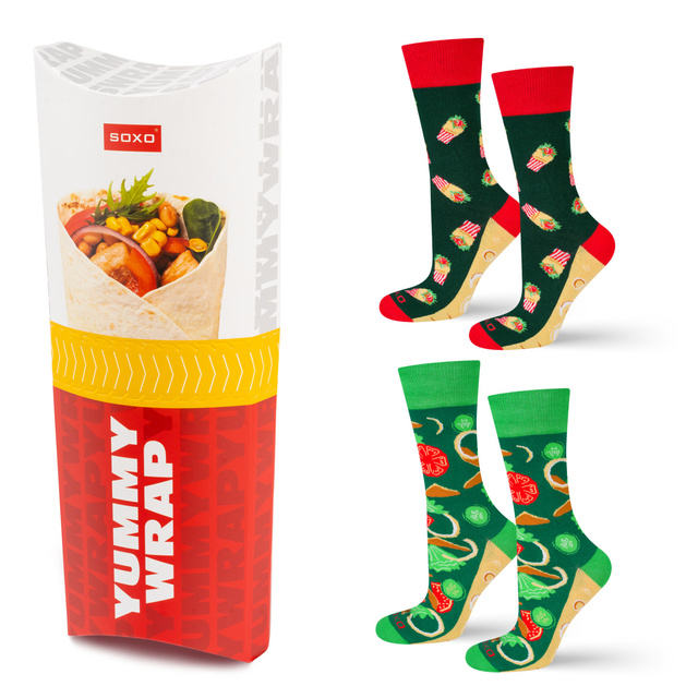 2 Paar von lustigen Socken mit Wrapmotiv in einzigartiger Verpackung | Herrensocken | SOXO