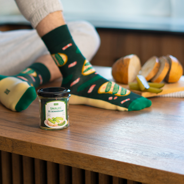 Bunte SOXO GOOD STUFF Herrensocken mit lustigem Baumwollhonig im Glas