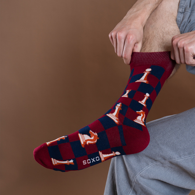 Socken mit Schach-Motiv 2er-Pack