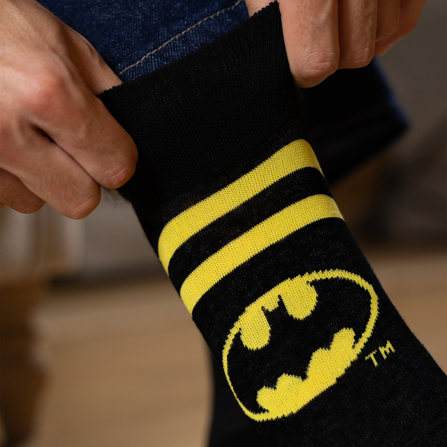 Set mit 3x lustigen Herrensocken Batman + Superman DC COMICS  | SOXO 