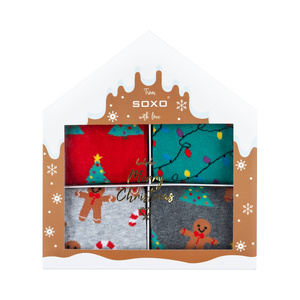 4 Paar von lustigen Socken mit Weihnachtsmotiv in einzigartiger Verpackung | Herrensocken | SOXO
