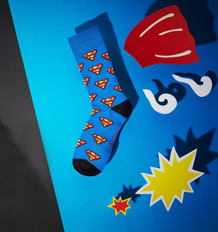 1 Paar von lustigen Socken mit Superman DC Comics | Herrensocken | SOXO