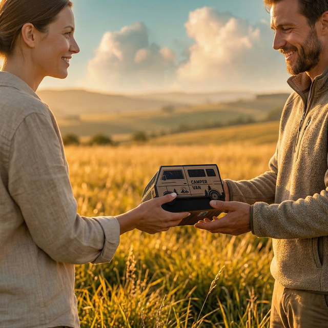 Geschenkset Socken Camper + Thermobecher