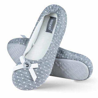 Damen-Hausschuhe Ballerinas mit Schleife und Strass