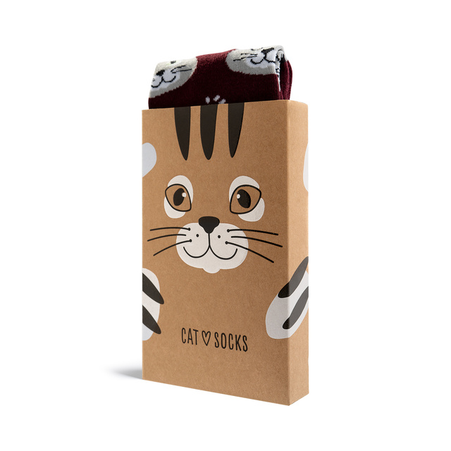1 Paar von lustigen Socken mit Katzemotiv in einzigartiger Verpackung | Damen-/Herrensocken | SOXO