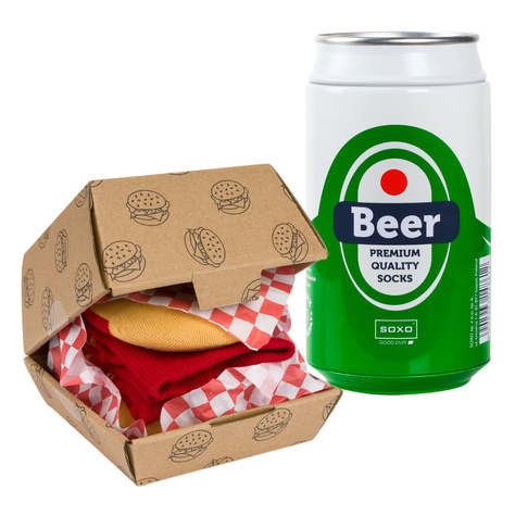 Set mit 2x bunten Herrensocken Bier + Schokoladen | SOXO