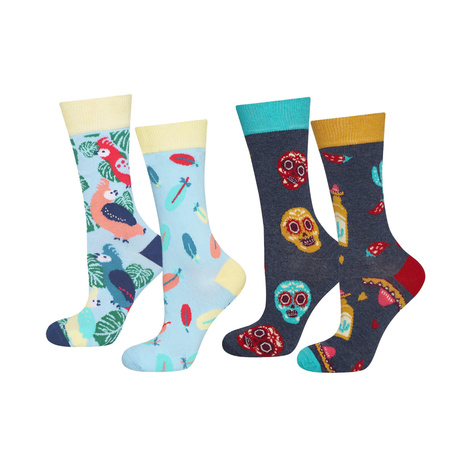  Set mit 2x Damensocken | Papageienmotiv + Mexicomotiv | SOXO