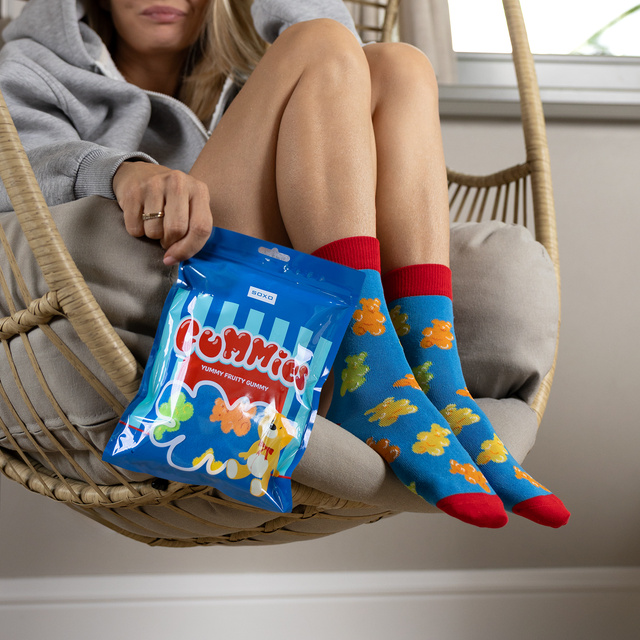 2 Paar von lustigen Socken mit Jelliesmotiv in einzigartiger Verpackung | Damen-/Herrensocken | SOXO