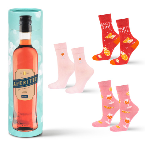 3 Paar von lustigen Socken mit Aperitifmotiv in einzigartiger Verpackung | Damensocken | SOXO