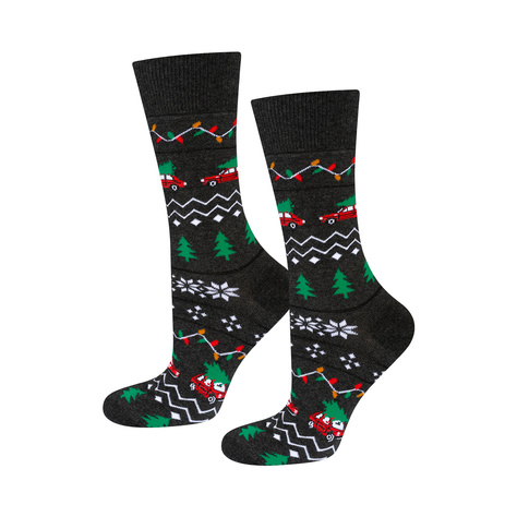 3 Paar von lustigen Socken mit Weihnachtsautos-Motiv in einzigartiger Verpackung | Herrensocken | SOXO