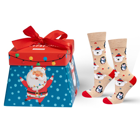 1 Paar von lustigen Socken mit Weihnachtenmotiv in einzigartiger Verpackung | Damen-/Herrensocken | SOXO