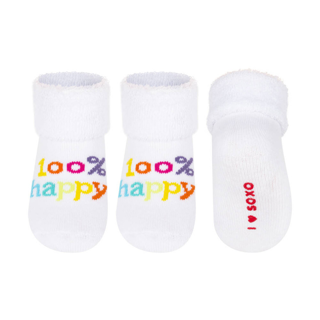 Weiß Babysocken SOXO mit Bunte Inschriften