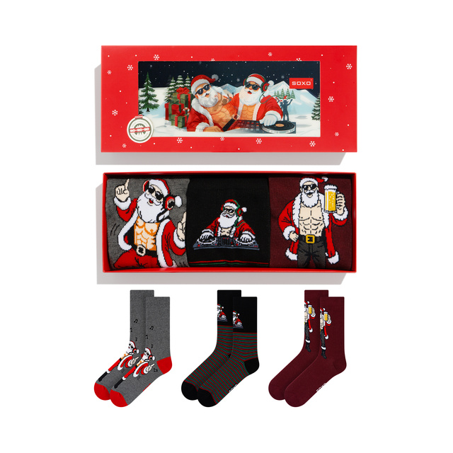 Socken mit Frecher Weihnachtsmann DJ 3er-Pack
