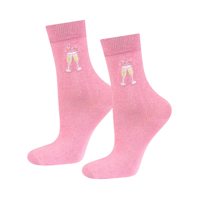  3 Paar von lustigen Socken mit Proseccomotiv in einzigartiger Verpackung | Damensocken | SOXO