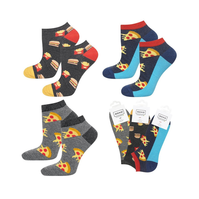 Set mit 3x bunten Kurze Herrensocken Fastfoodmotiv | SOXO