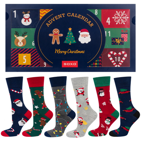 Adventskalender | Geschenkidee für Ihn | Nikolaustag | Set aus 6x SOXO Herrensocken