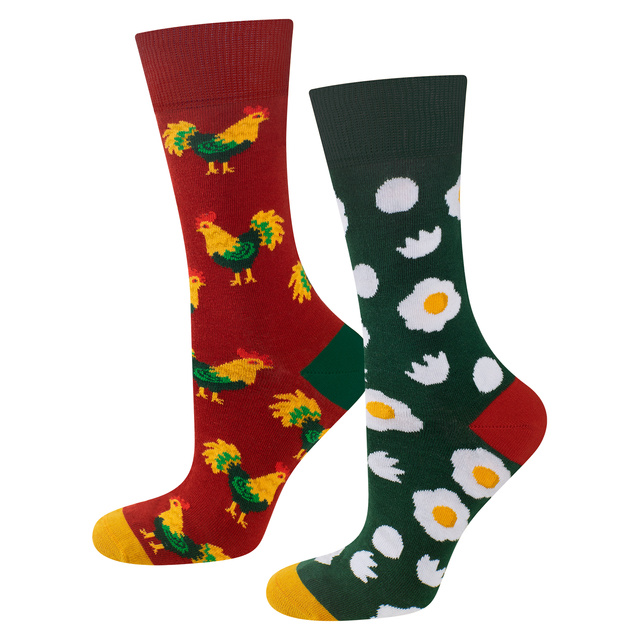 Set mit 4x bunten Herrensocken Pizza + Henne + Laterne + Ei | SOXO