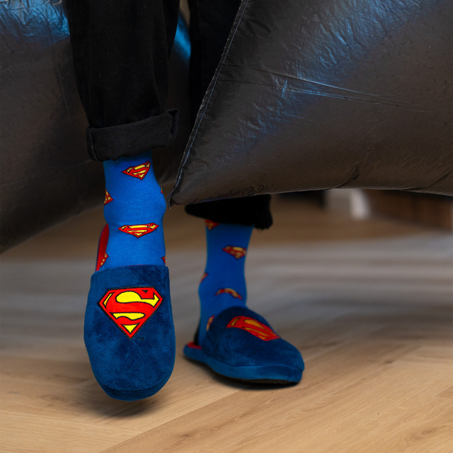 Set Socken + Hausschuhe mit Superman-Motiv