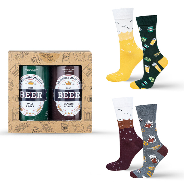 Socken mit Bier-Motiv in Dose 2er-Pack