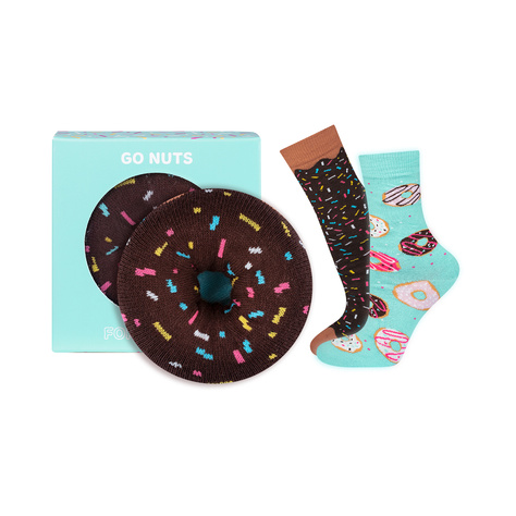 1 Paar von lustigen Socken mit Donutmotiv in einzigartiger Verpackung | Damensocken | SOXO