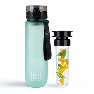 Wasserflasche mit Fruchteinsatz, hellgrün, für Kinder und Erwachsene | BPA free | Tritan | MOMOWAY