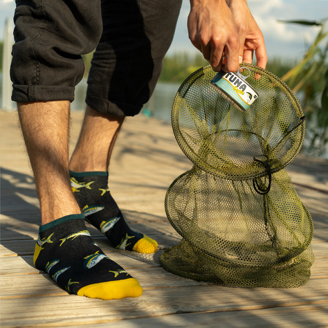 1 Paar von lustigen Socken mit Thunfischmotiv in einzigartiger Verpackung | Herrensocken | SOXO