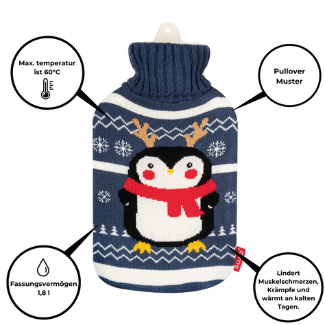 Pinguin Wärmflasche im Pullover lustiges Geschenk für Nikolaustag | Weihnachten