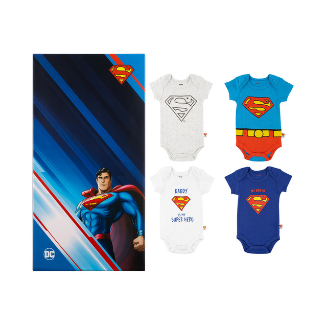 Set aus 4x Warner Bros Superman Baby-Bodys