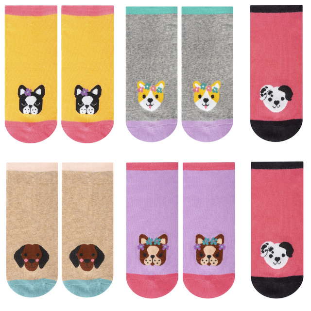 Set mit 5x Kurze Damensocken | Hundmotiv | SOXO