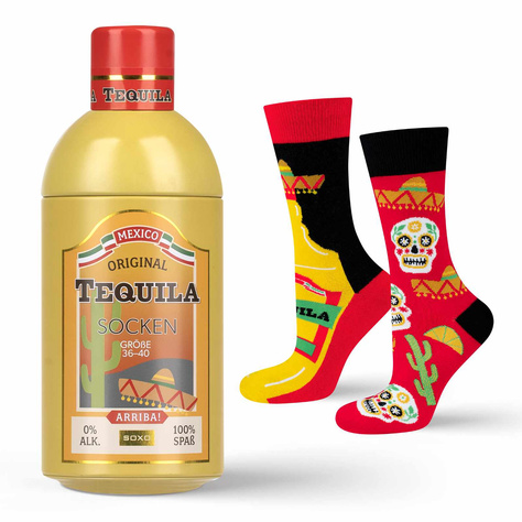 1 Paar von lustigen Socken mit Tequilamotiv in einzigartiger Verpackung | Damensocken | SOXO