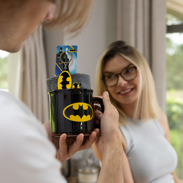 Set Socken Batman + Tasse + Schlüsselanhänger