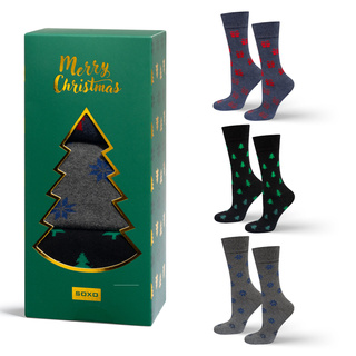 3 Paar von lustigen Socken mit Weihnachtenmotiv in einzigartiger Verpackung | Herrensocken | SOXO