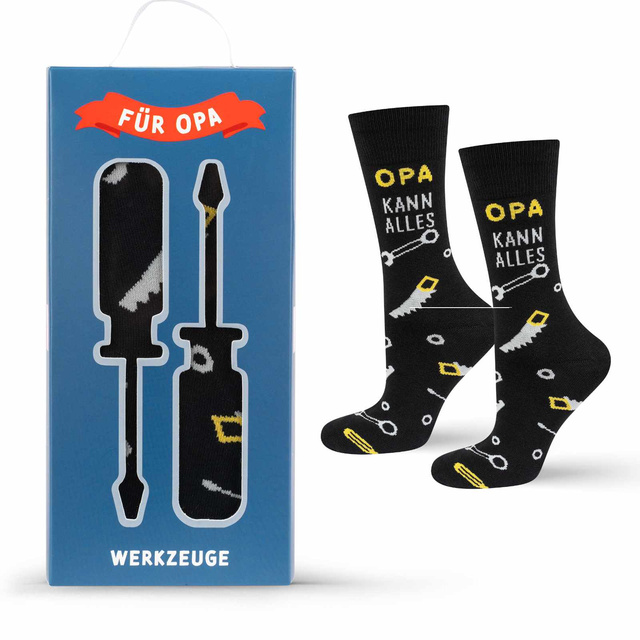 Socken mit Werkzeugkasten-Motiv