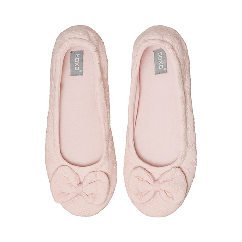 SOXO bequem Damen Hausschuhe | rosa Ballerinas