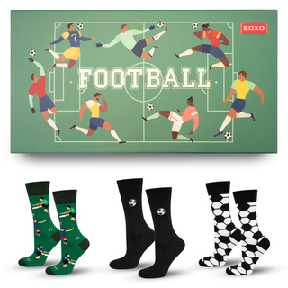 3 Paar von lustigen Socken mit Footballmotiv in einzigartiger Verpackung | Herrensocken | SOXO